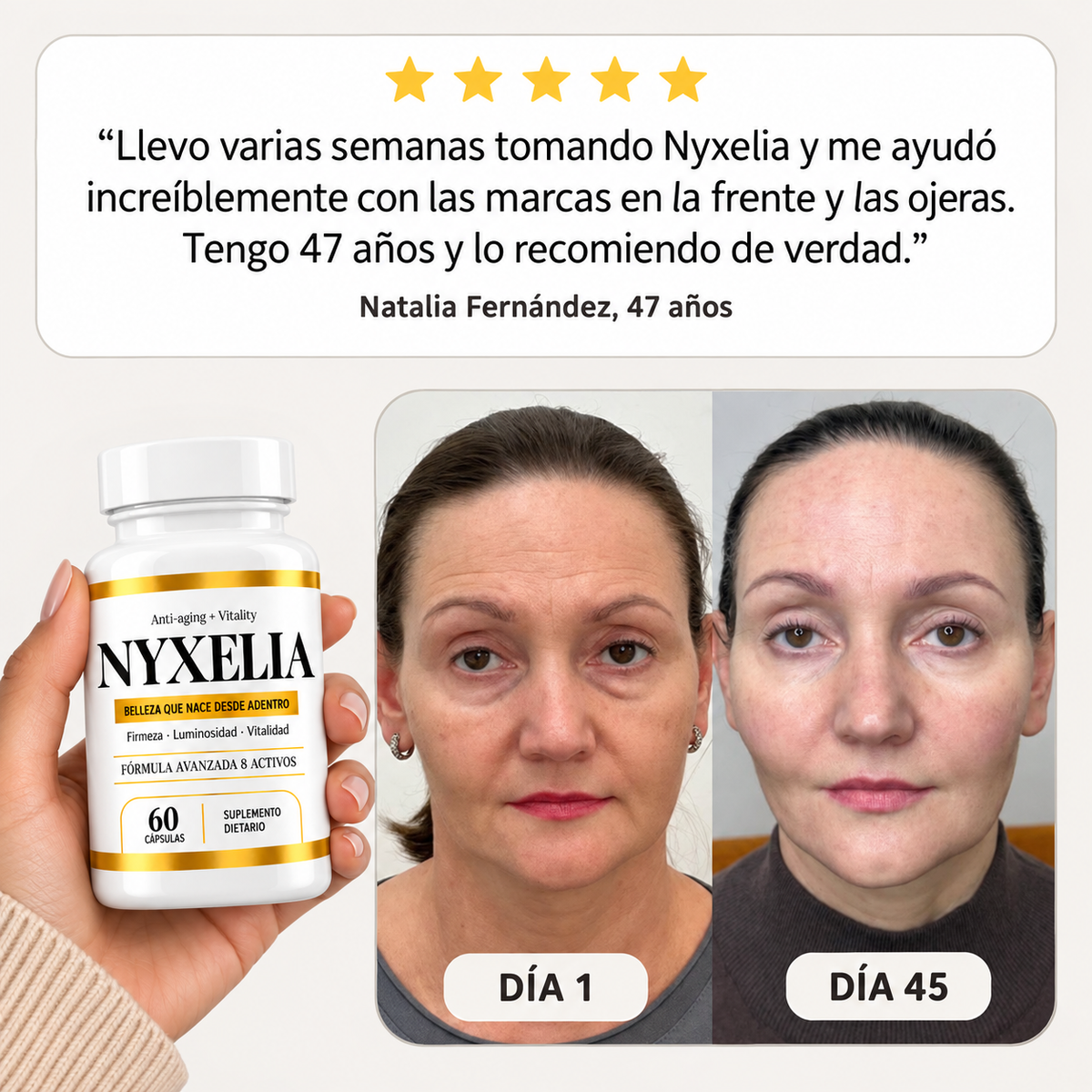 NYXELIA® — Fórmula anti-age que trabaja desde adentro.